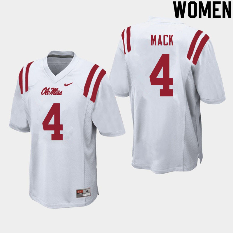 Brandon Mack Ole Miss Rebels NCAA Women's White #4 Stitched Limited College Football Jersey WKY0358NA